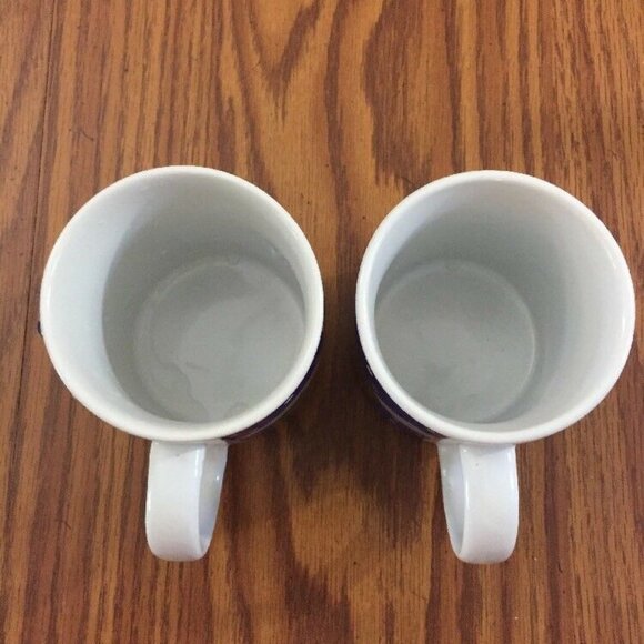 Christmas Mugs Snowman Tree Ceramic Everyday Gibson Set Of 2 Blue Green 8 oz Cup - Picture 3 of 12
